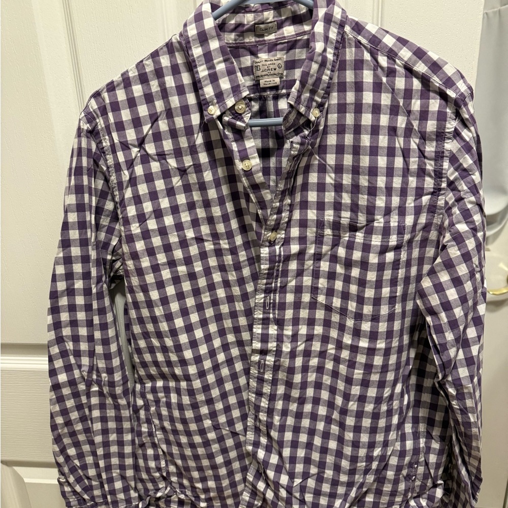 J. Crew Purple and White Casual Button Down Shirt